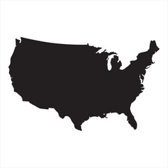 United States Map Silhouette – Black and White Vector Illustration