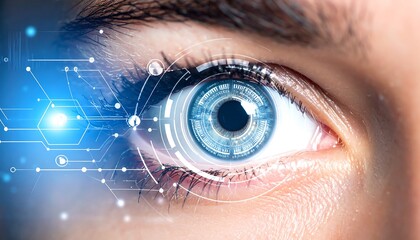 Futuristic eye with digital interface