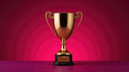 Golden trophy against a backdrop of red and purple hues