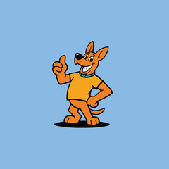 Fototapeta premium Full body cartoon dog character giving thumbs up