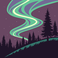 Naklejka premium Smooth Aurora Light Curves, Abstract Colourful Northern Lights Vector Background