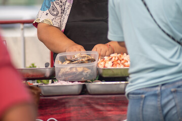 Fresh Seafood Stall at Local Market Scene
