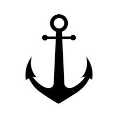 Silhouette of a classic anchor with white background maritime and nautical symbol design  
