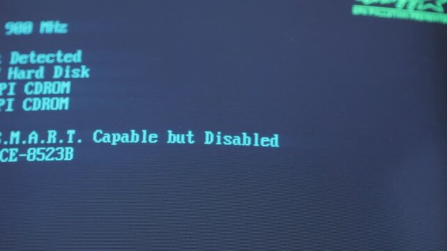 Retro pc computer gaming, Desktop vintage with loading code console, programmer making scripts, green basic screen, Old computer studio close-up, retro wave display, late 90s PC.
