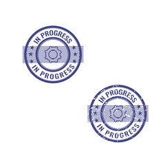  In progress stamp Set. Includes a grunge rubber office stamp and a clean, solid version. Perfect for business, documents, and creative projects. Vector EPS file.