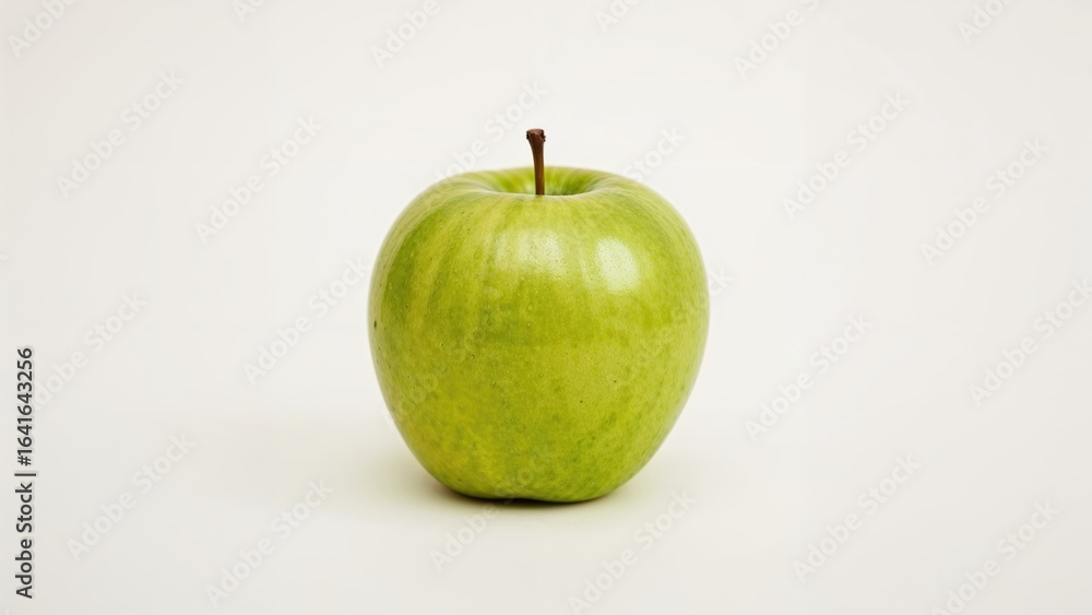 Poster macro image highlighting a crisp green apple and shallow depth of field