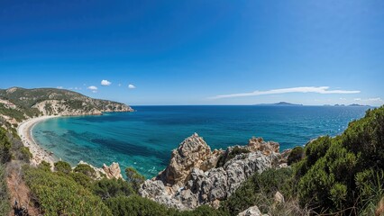 Fototapeta premium Scenic island view with coastal bay and Mediterranean waters