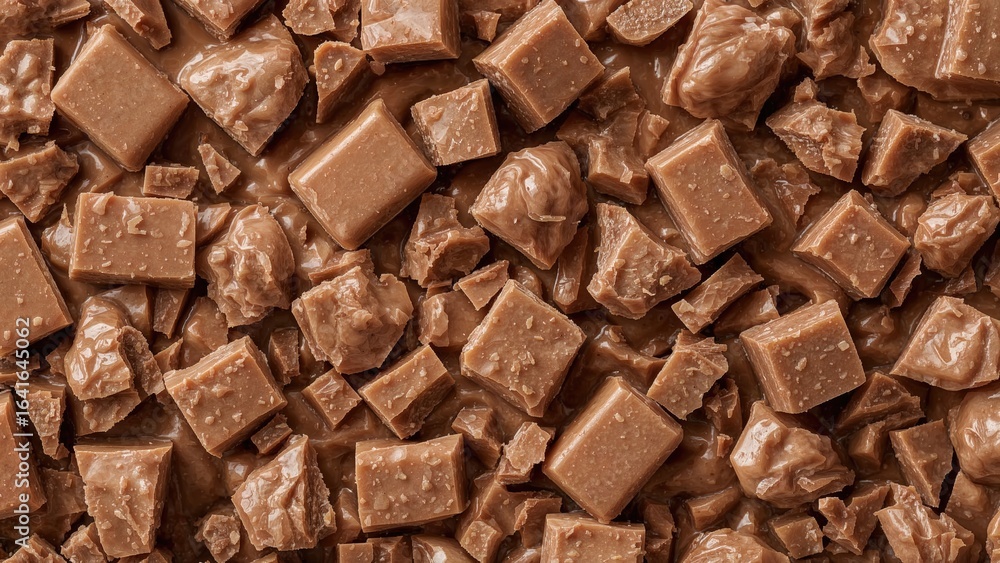 Poster milk chocolate bits displayed against a simple backdrop