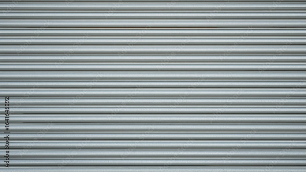 Poster silver grey corrugated metal surface with continuous horizontal line pattern