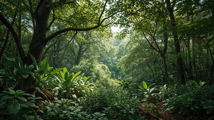 Fototapeta premium Picturesque Countryside with Abundant Greenery and Forest Beauty