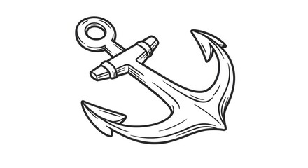Detailed illustration of a classic anchor, perfect for nautical-themed designs, logos, and branding projects, evoking feelings of stability and adventure