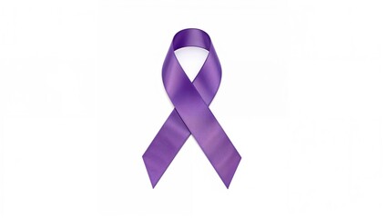 Awareness purple ribbon cut out on a white background with clipping path