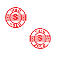 Sold stamp Set. Includes a grunge rubber office  stamp and a clean, solid version.Perfect for business, documents, and creative projects. Vector EPS file.