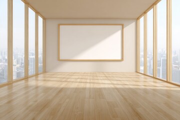 Empty modern room with panoramic city view