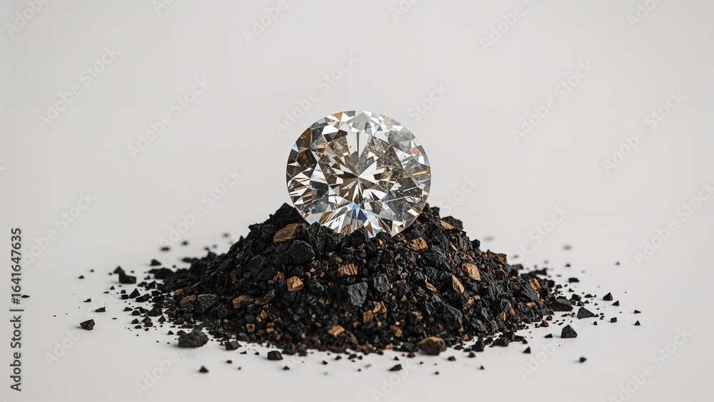 Poster uncut gemstone found in mining sites. idea of extracting valuable minerals.