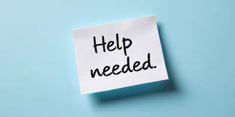 The help needed note on a blue background for clear communication.