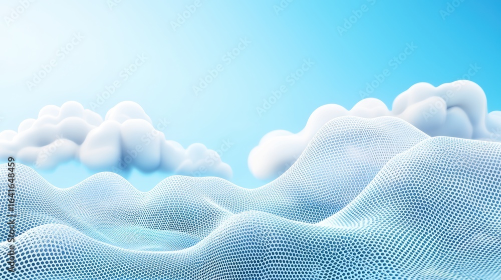 Aufkleber cloud pattern resembling a mesh spread across the sky, adding abstract texture.