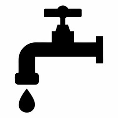Black Silhouette Water Tap with Dripping Drop