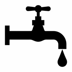 Black Silhouette Water Tap with Dripping Drop