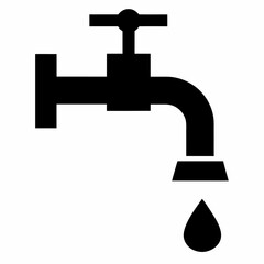 Black Silhouette Water Tap with Dripping Drop