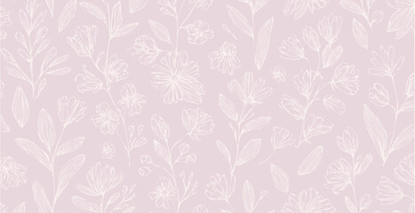 Floral print pattern background in provance style, floral background. Pastel tones vintage style wallpaper in vector.