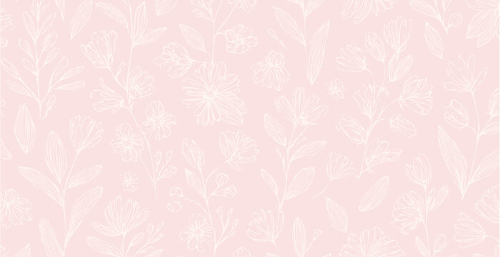 Floral print pattern background in provance style, floral background. Pastel tones vintage style wallpaper in vector.
