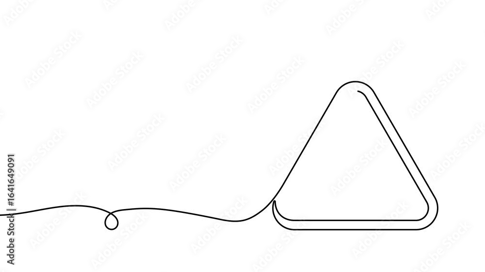 Poster triangle sign with exclamation mark, one continuous line illustration. continuous line drawing of ex