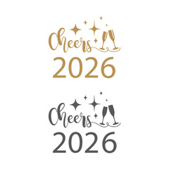 Happy New Year 2026, vector, icon, sticker.