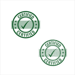Certified stamp Set. Includes a grunge rubber office stamp and a clean, solid version. Perfect for business, documents, and creative projects. Vector EPS file.
