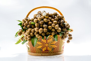 Fresh longan. Tropical fruits young longan in Thailand. economic fruit export concept.