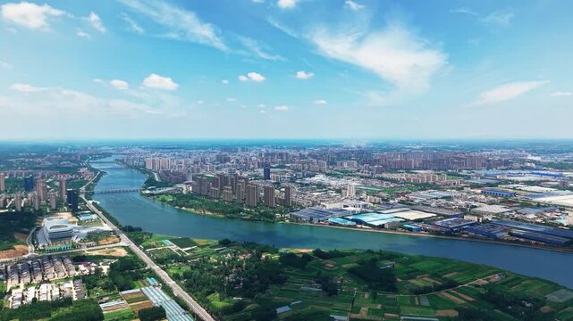 Aerial view of Suizhou's urban scenery, Hubei Province.the birthplace of Yan Emperor Shennong, the ancestor of humanities	

