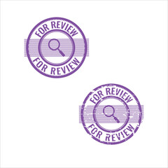  For review stamp Set. Includes a grunge rubber office stamp and a clean, solid version. Perfect for business, documents, and creative projects. Vector EPS file.