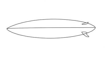 Minimalist surfboard outline perfect for summer fun, surfing, and ocean adventures, ideal for design projects and travel themes