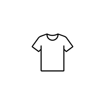 Simple outline icon of a white t shirt on a white background