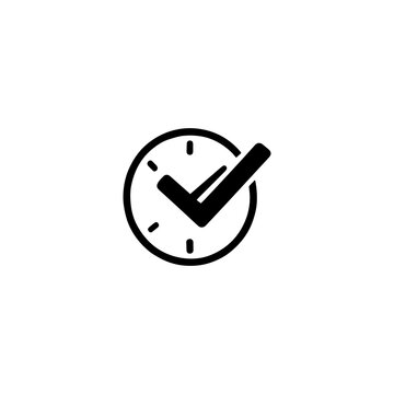 Clock with a checkmark indicating completion or success