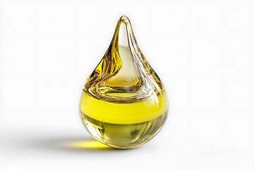 A cosmetic oil drop isolated on a white background, created using Generative AI, highlighting its elegance and clarity.