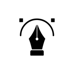 Fototapeta premium Black vector pen tool icon with bezier curve and anchor points