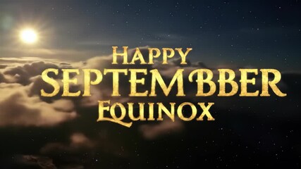 Celebrate Septembeer Equinox with a celestial beer festival in the night sky featuring a beautiful sun and clouds