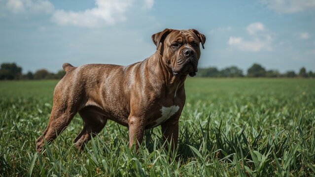 Outdoor portrait of a Cane Corso dog