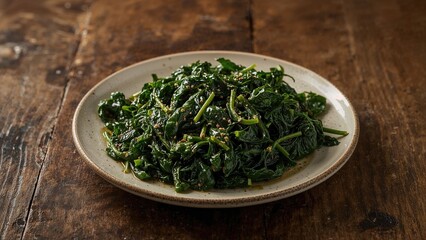 Plate showcasing sautÃ©ed beet greens made from scratch