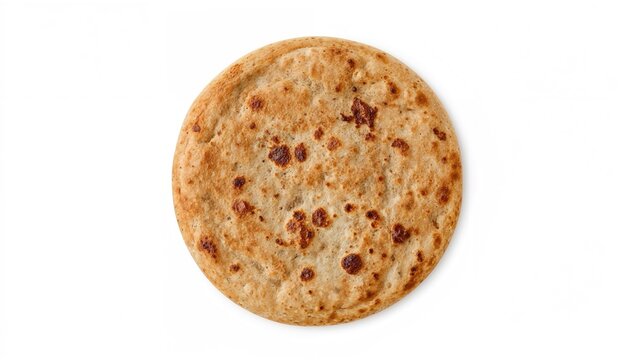 Circular flat unleavened bread referred to as Jawar roti or bhakri on a plain white background