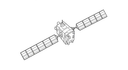 Explore the cosmos with this modern satellite illustration, perfect for educational materials or tech visualizations, bringing a touch of space exploration to your projects