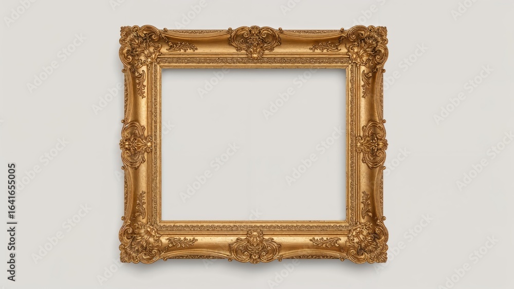 Poster Rectangular photo frame featuring decorative design isolated on background with clipping path