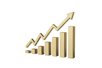 Golden business graph with rising arrow