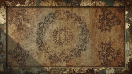 Vintage Rusty Metal Texture with Abstract Pattern and Frame Design