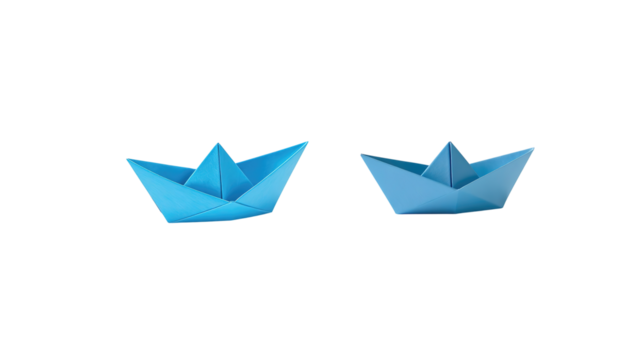 blue paper boat on sofa on transparent background png