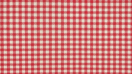 Red and white plaid tablecloth surface texture