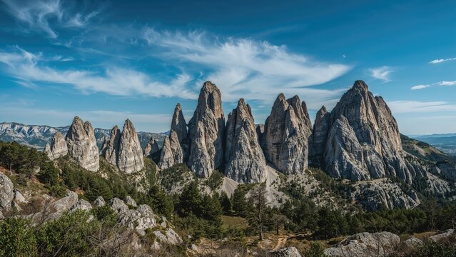 Expansive landscape showcasing the southern part of Mount Grigna with dolomite towers and limestone structures