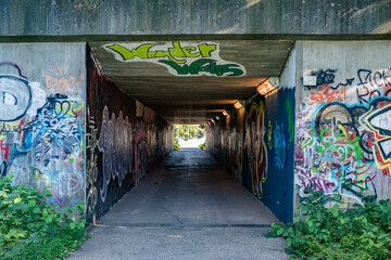 Beautiful graffiti, underground passage