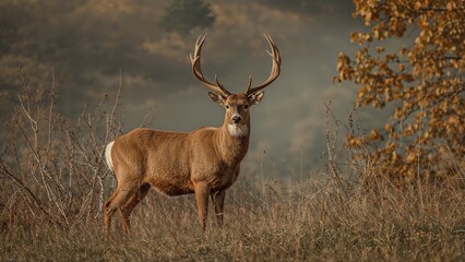 Fototapeta premium Brooding Male Goat in the Autumnal Setting